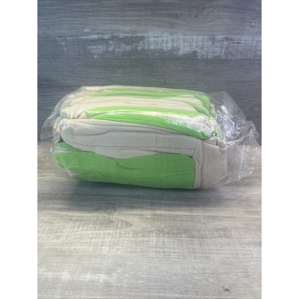 MCR Safety 12 Pack Double Palm Work Gloves Cotton Canvas Green Garden New In Pk - Picture 4 of 9